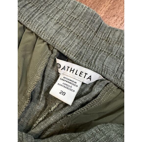 Athleta NWT Voyager Linen Shorts Sz 20 Olive Green Pull On - Picture 6 of 7